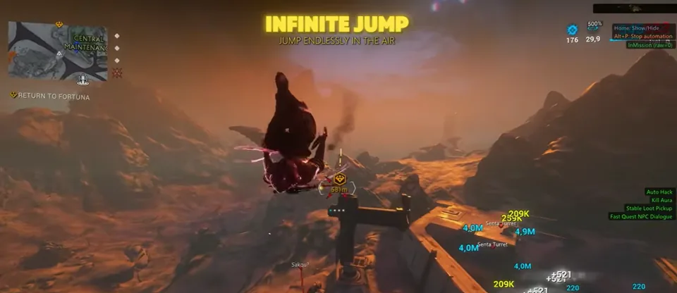 Warframe aimbot settings menu with FOV, smoothing, and bone priority controls
